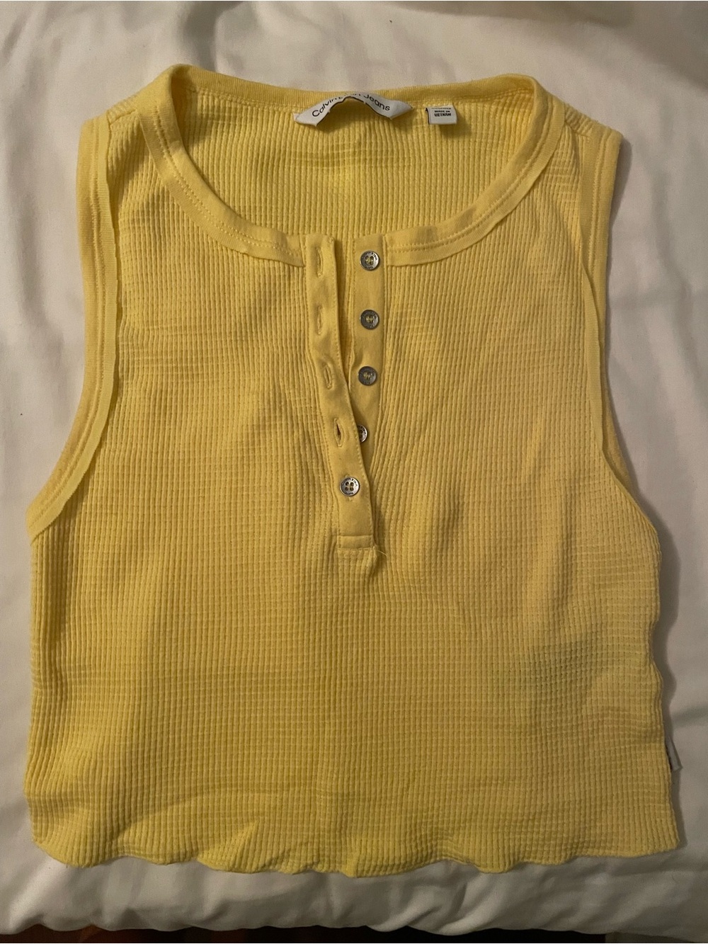 Calvin Klein Jeans Yellow Ribbed Henley Tank